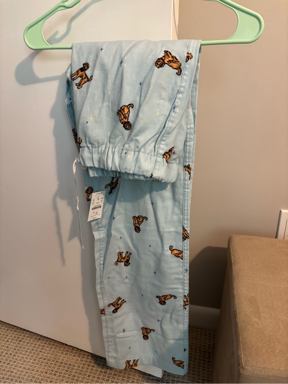 J. Crew Light Blue Pajama Pants with Dog Doodle Print xs new